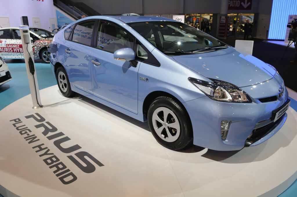 A Prius at a car show: The hybrid Toyota technology is showcased as a testament to careful Toyota innovation processes
