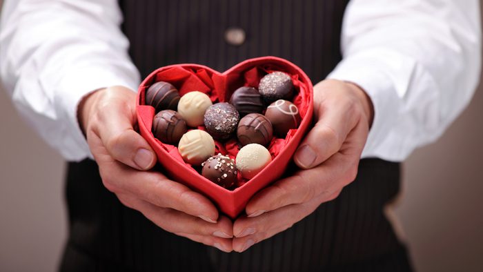 Godiva Chocolates in a red heart box.