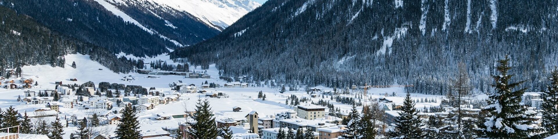 A scenic, snowy image of Davos, Switzerland.