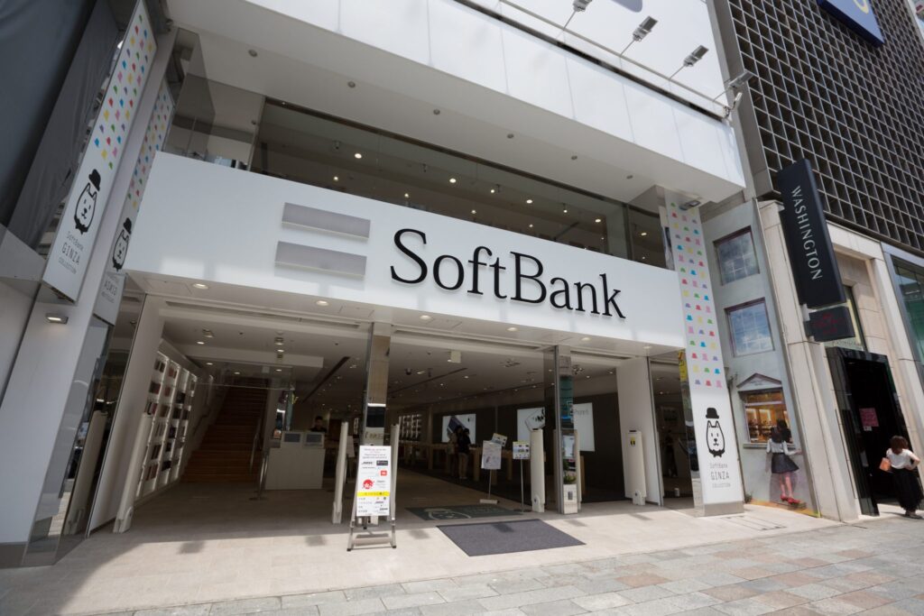Tokyo, Japan - June 10, 2015 : People at the SoftBank Flagship Store in Ginza, Tokyo, Japan. Softbank is a mobile-phone carrier in Japan.