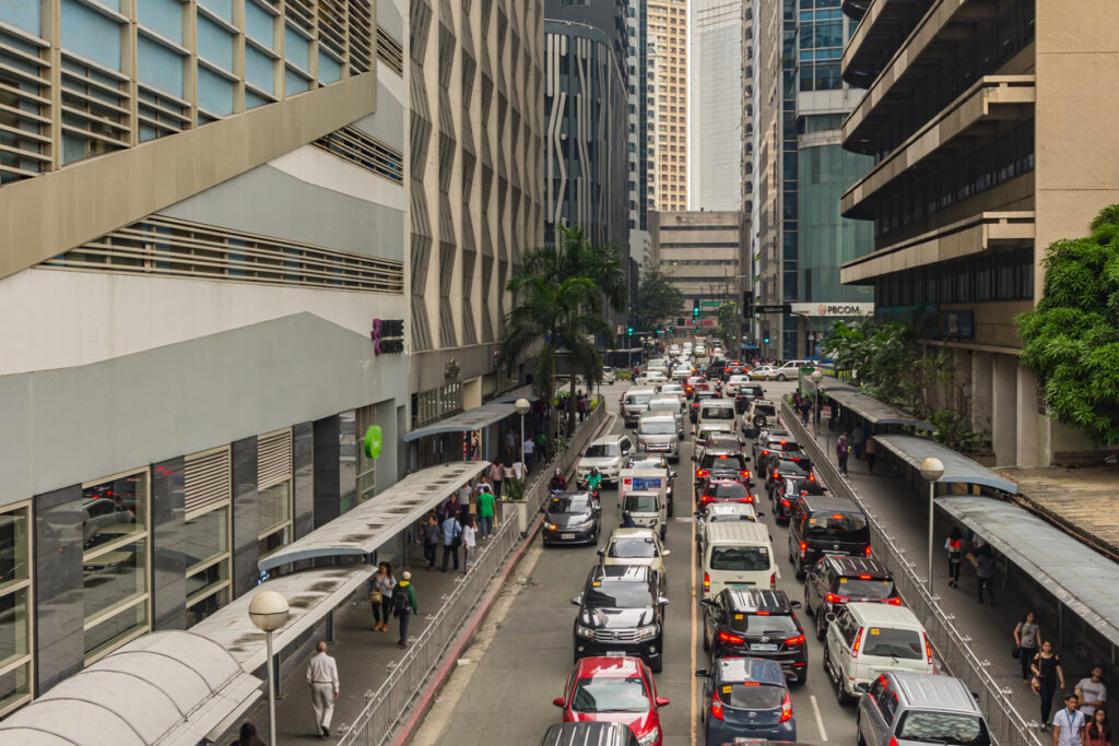 A traffic jam in Manila, Philippines.
