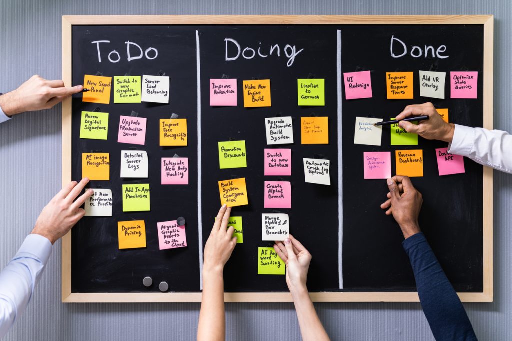 When doing employee training, keep track of objective progress using a kanban board. 
