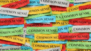 How to Keep “Common Sense” from Ruining Diversity of Thought Many-colored strips of paper overlaid and all reading "common sense" to show diversity of thought in unexpected places