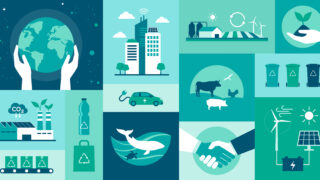 6 Ways to Measure Sustainability Value in Your Business Various scenes of sustainability encompassing agriculture, energy, smart cities, clean water, and waste