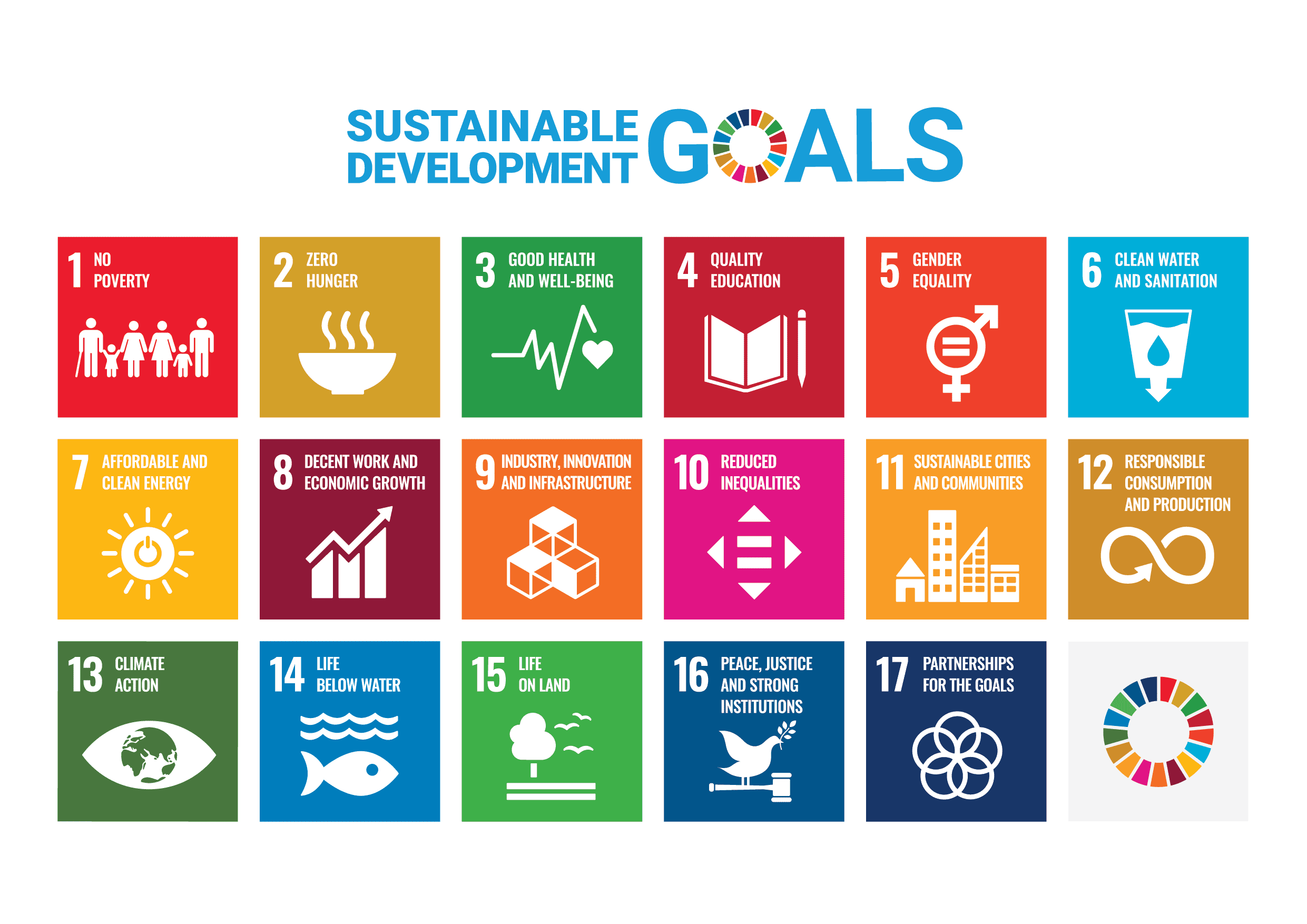 The official 17 sustainable development goals (SDGs) outlined by the UN