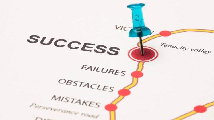 Roadmap showing many stops and difficulties as why failure is good for success