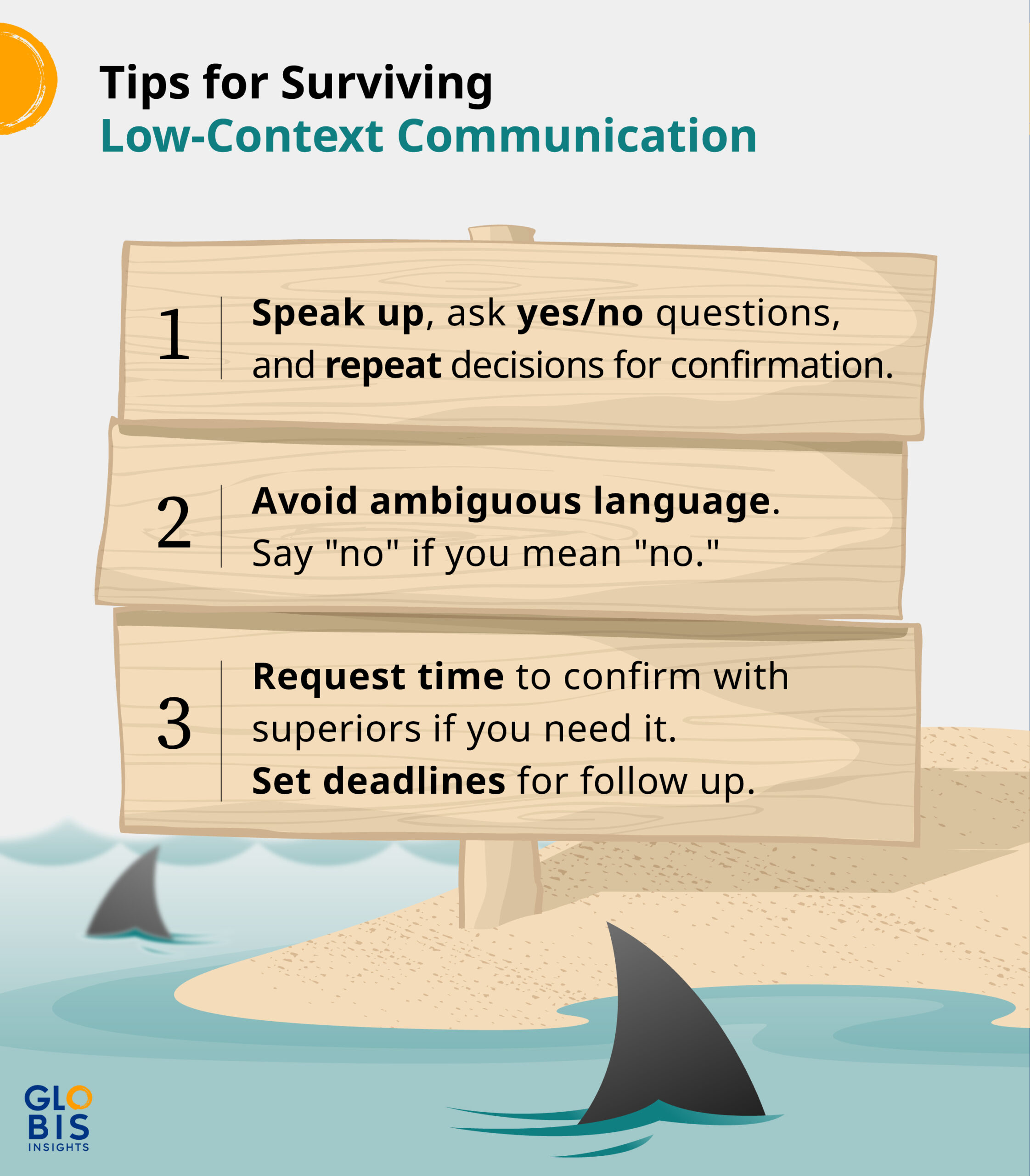 Infographic with tips for low-context communication