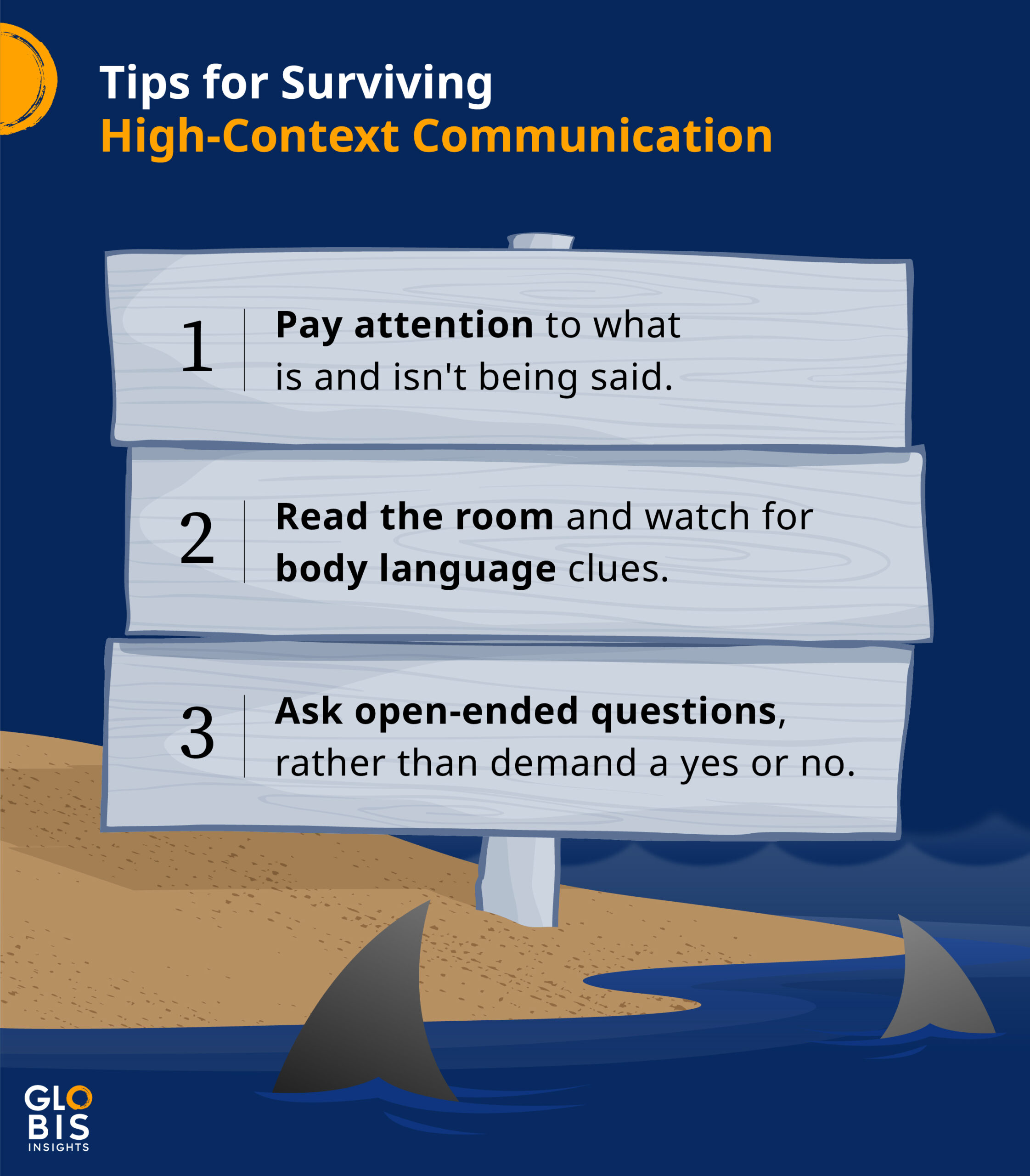 Infographic listing tips for high-context communication
