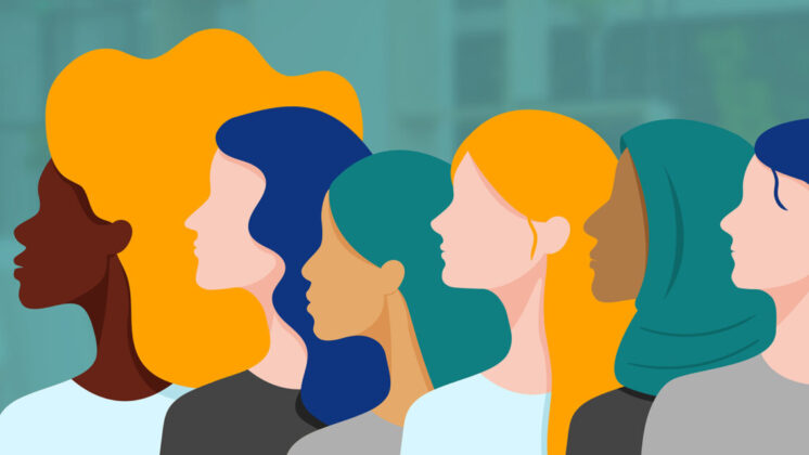 Diversity illustration of career advice for women in business
