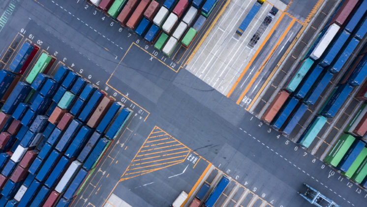 Many containers in the harbor